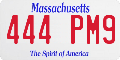 MA license plate 444PM9