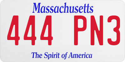 MA license plate 444PN3