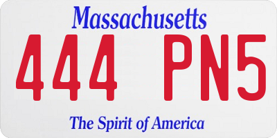 MA license plate 444PN5
