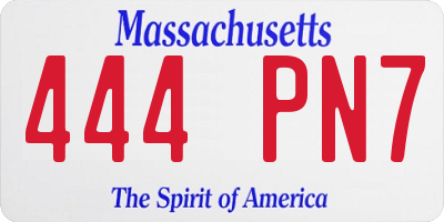 MA license plate 444PN7