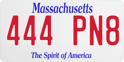 MA license plate 444PN8