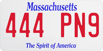 MA license plate 444PN9