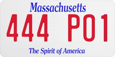 MA license plate 444PO1