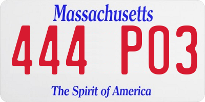 MA license plate 444PO3
