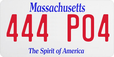 MA license plate 444PO4