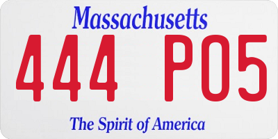 MA license plate 444PO5