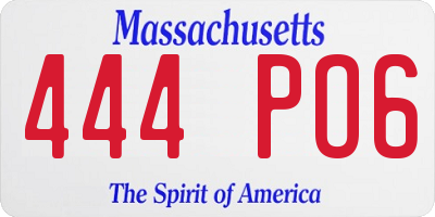MA license plate 444PO6