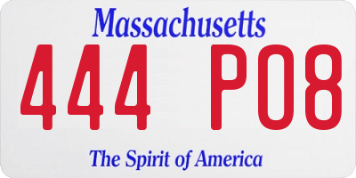 MA license plate 444PO8