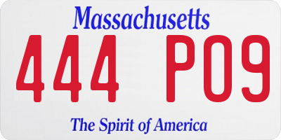 MA license plate 444PO9