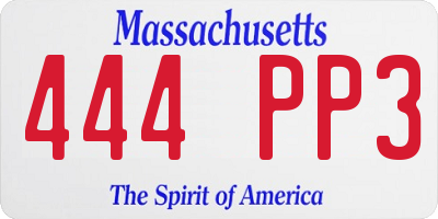 MA license plate 444PP3