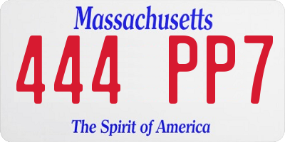 MA license plate 444PP7