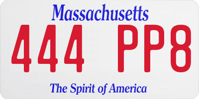 MA license plate 444PP8