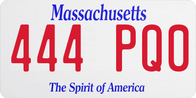MA license plate 444PQ0