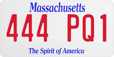 MA license plate 444PQ1