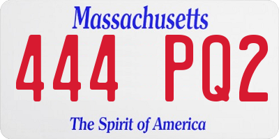 MA license plate 444PQ2