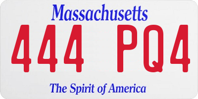 MA license plate 444PQ4