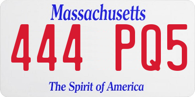MA license plate 444PQ5