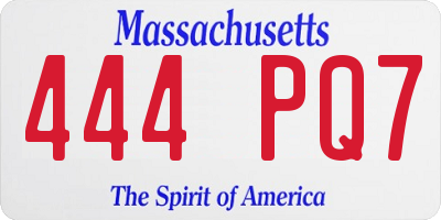 MA license plate 444PQ7