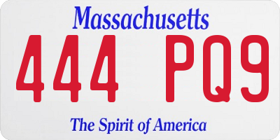 MA license plate 444PQ9