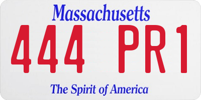 MA license plate 444PR1