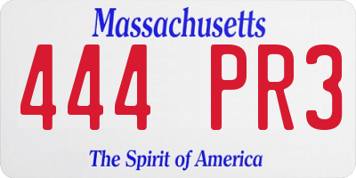 MA license plate 444PR3