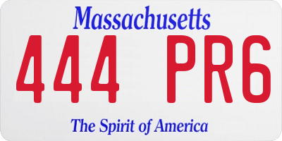 MA license plate 444PR6