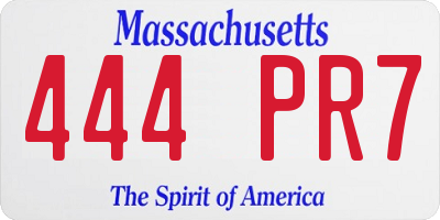 MA license plate 444PR7