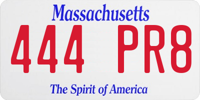 MA license plate 444PR8