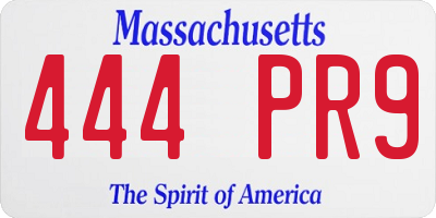 MA license plate 444PR9
