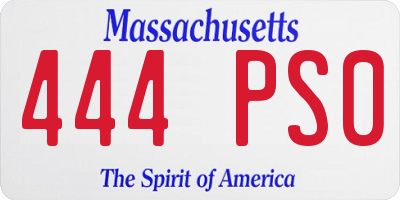 MA license plate 444PS0
