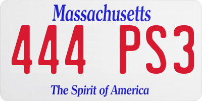 MA license plate 444PS3