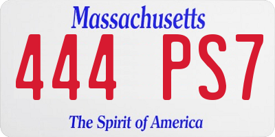 MA license plate 444PS7