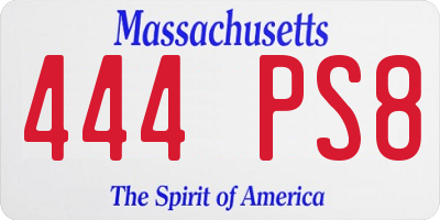 MA license plate 444PS8