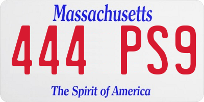 MA license plate 444PS9
