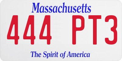 MA license plate 444PT3