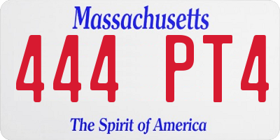 MA license plate 444PT4