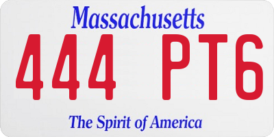 MA license plate 444PT6