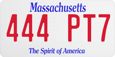 MA license plate 444PT7