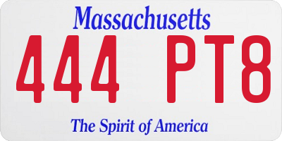 MA license plate 444PT8