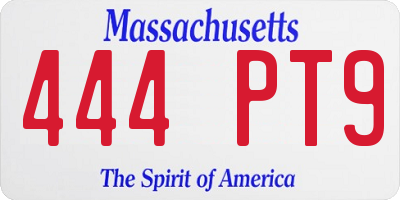 MA license plate 444PT9