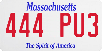 MA license plate 444PU3