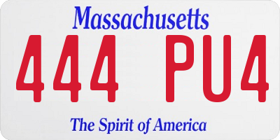 MA license plate 444PU4
