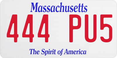 MA license plate 444PU5