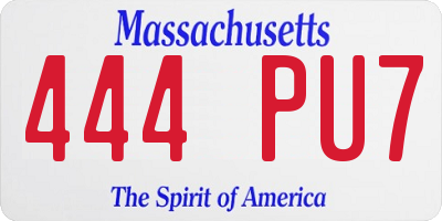 MA license plate 444PU7
