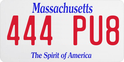 MA license plate 444PU8