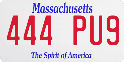 MA license plate 444PU9