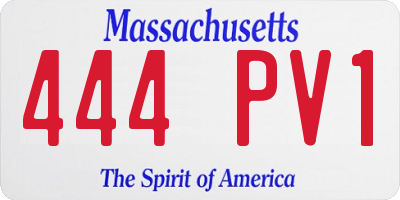 MA license plate 444PV1