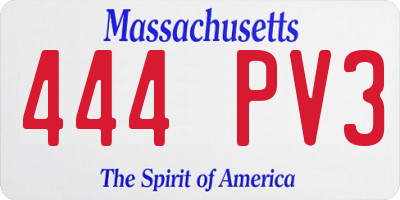 MA license plate 444PV3