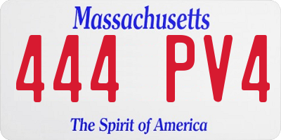 MA license plate 444PV4