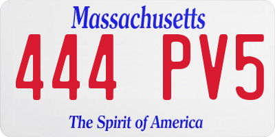 MA license plate 444PV5